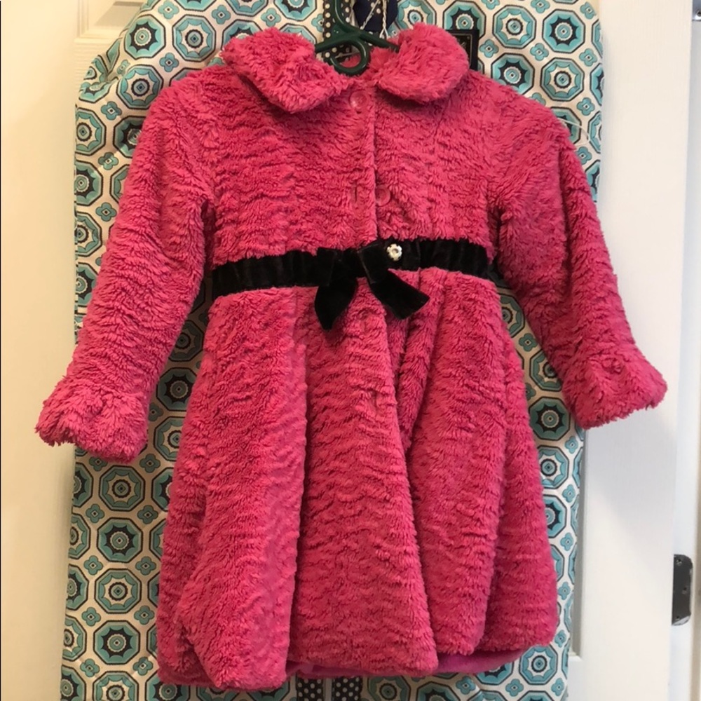 Girls pink fluffy dress coat